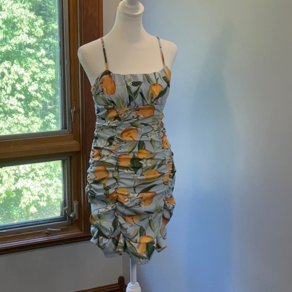 Cider Orange and Green Floral Mini Dress - Picture 8 of 9